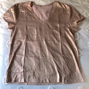 Loft Metallic Rose Gold Tee NWOT